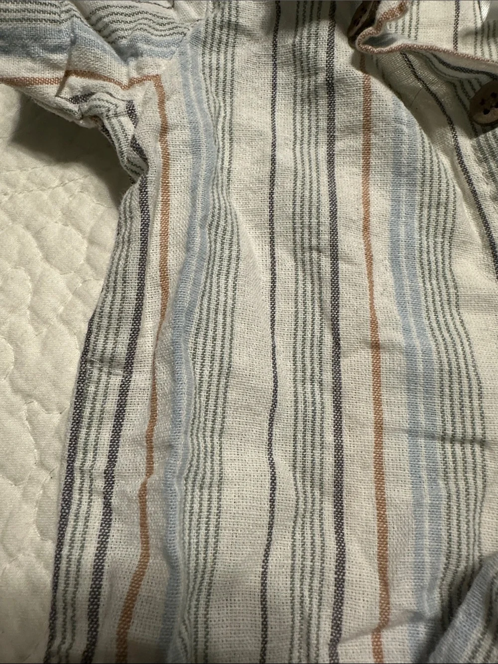 0280 Infant  Striped Short Set - Cream & Blue Matching Shirt and Shorts size 3-6